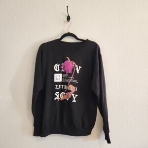 Lira Rose Size Medium‎ Crew Neck Black Graphic Long Sleeve Shirt New